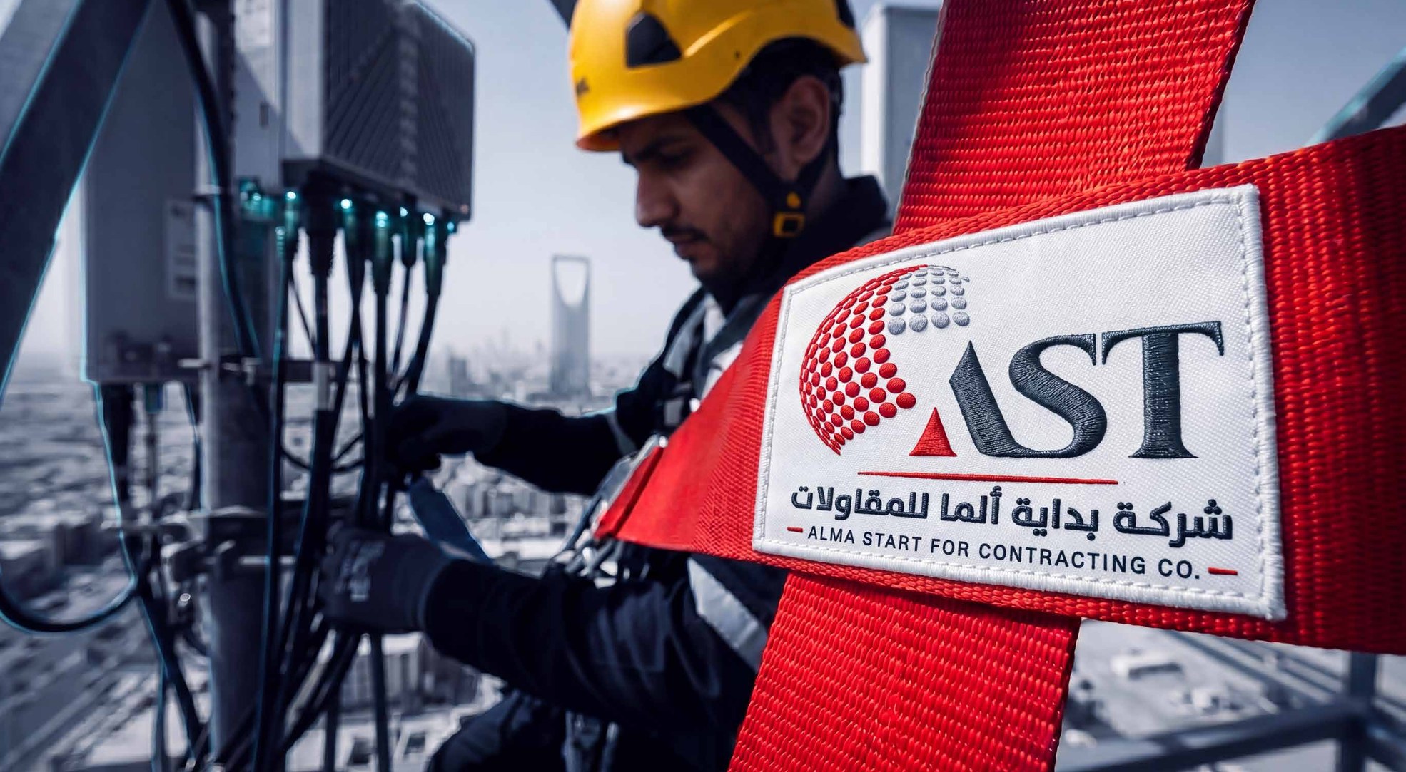 AST technician working on a telecom site